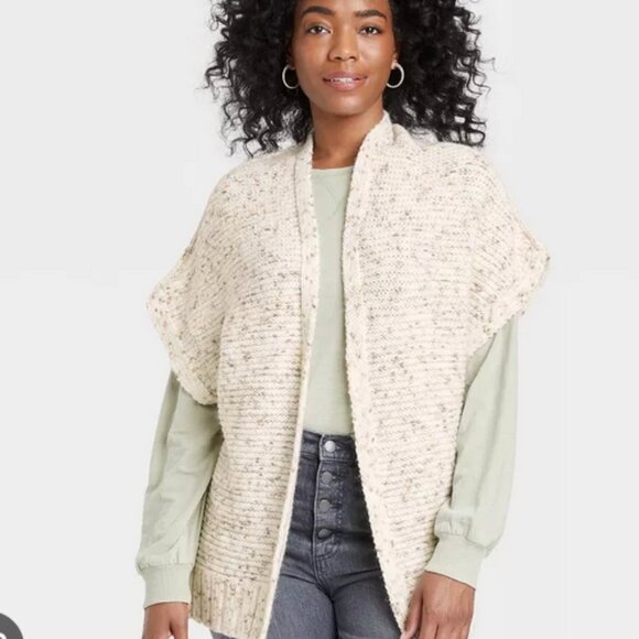 Universal Thread Chunky Knit Open Front Cardigan Sweater Women's‎ OSFM Cream NWT - Picture 1 of 7